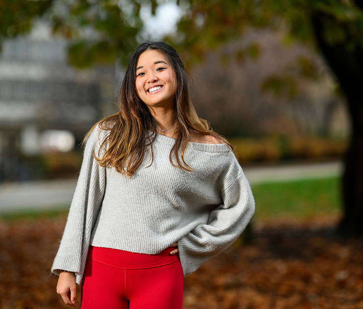 Outdoor portrait of first year undergraduate Lauren Choi